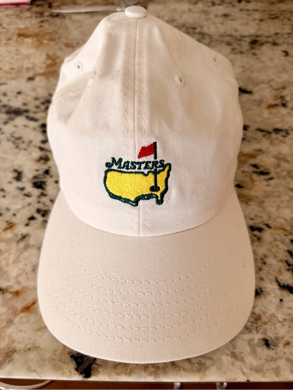 Masters White Adjustable Baseball Cap with Yellow & Green Logo